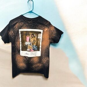 Cheech & Chong Graphic Tee Bleach Dyed Shirt Size M Black Grunge Streetwear